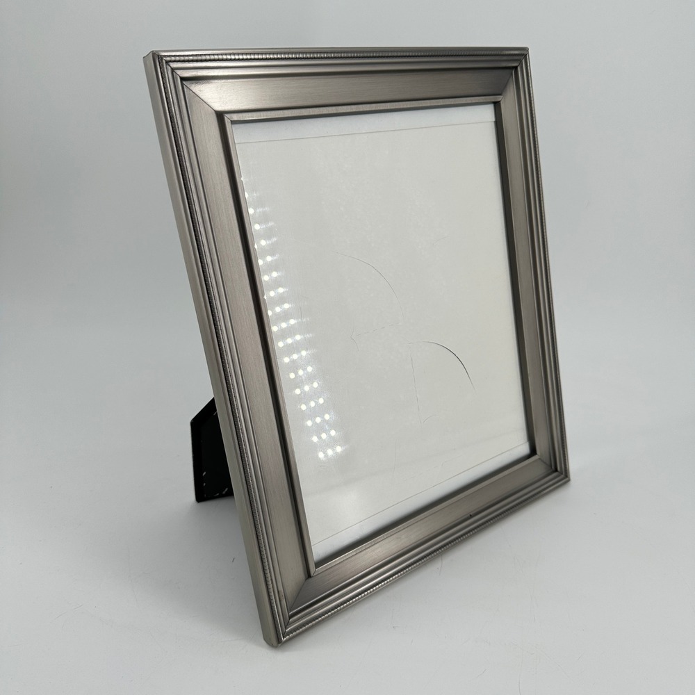 Brushed Metal Beaded Edge Picture Frame 8x10 Tabletop Wall Mount Silver